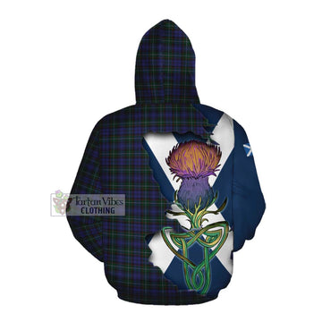 Tartan Vibes Clothing Sempill (Semple) Tartan Family Crest Cotton Hoodie Scottish Thistle Celtic Inspired