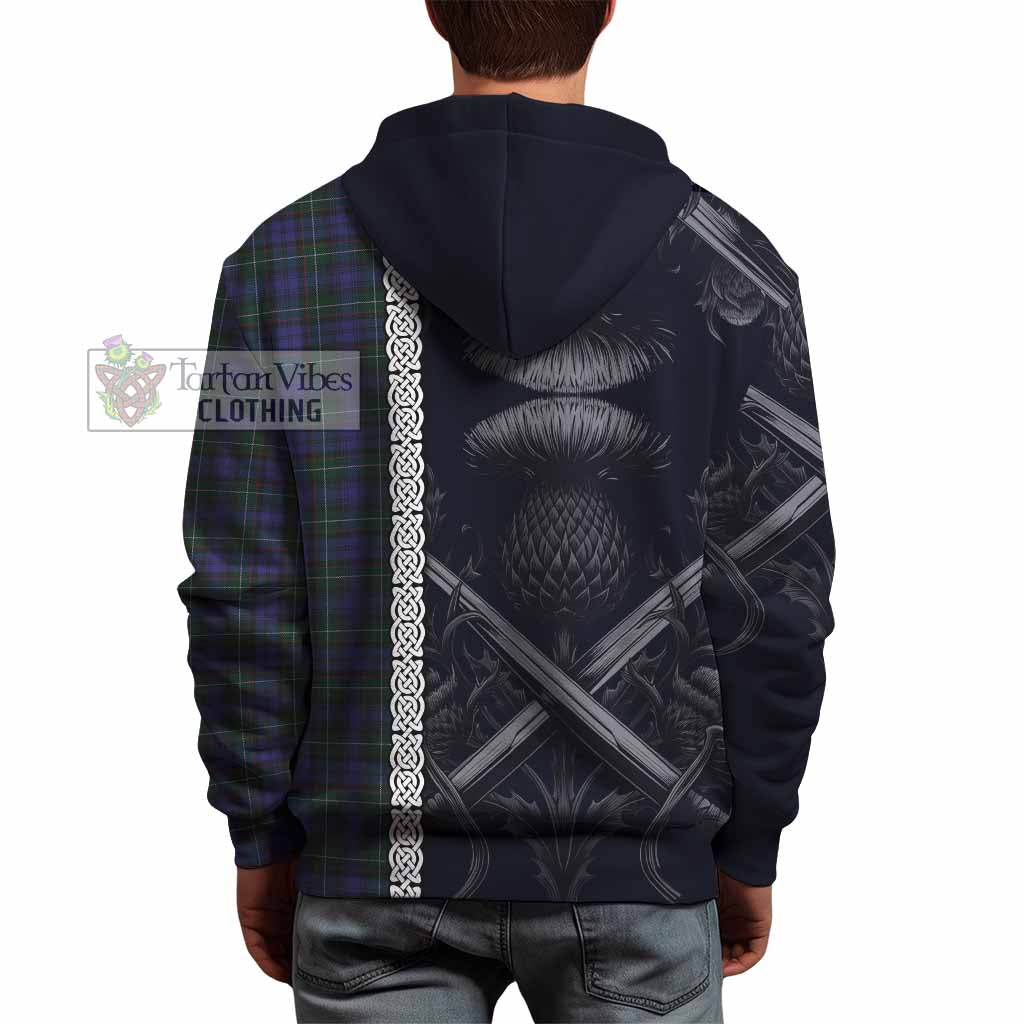 Tartan Vibes Clothing Sempill (Semple) Tartan Hoodie with Family Crest Cross Sword Thistle Celtic Vibes