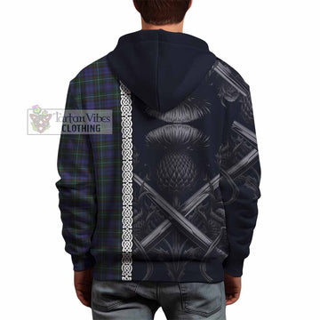 Tartan Vibes Clothing Sempill (Semple) Tartan Hoodie with Family Crest Cross Sword Thistle Celtic Vibes