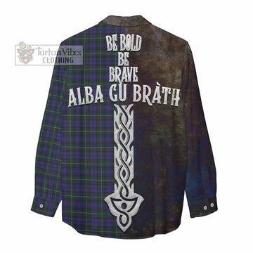 Sempill (Semple) Tartan Family Crest Women's Casual Shirt Alba Gu Brath Be Brave Lion Ancient Style