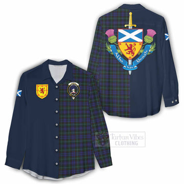 Tartan Vibes Clothing Sempill (Semple) Tartan Women's Casual Shirt Alba with Scottish Lion Royal Arm Half Style