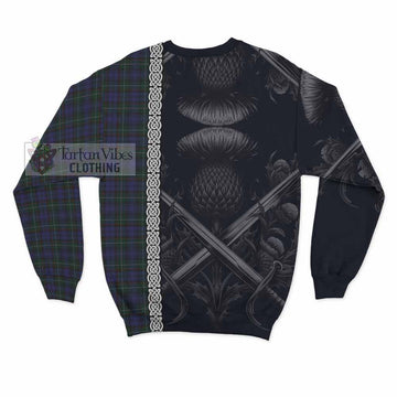 Tartan Vibes Clothing Sempill (Semple) Tartan Sweatshirt with Family Crest Cross Sword Thistle Celtic Vibes