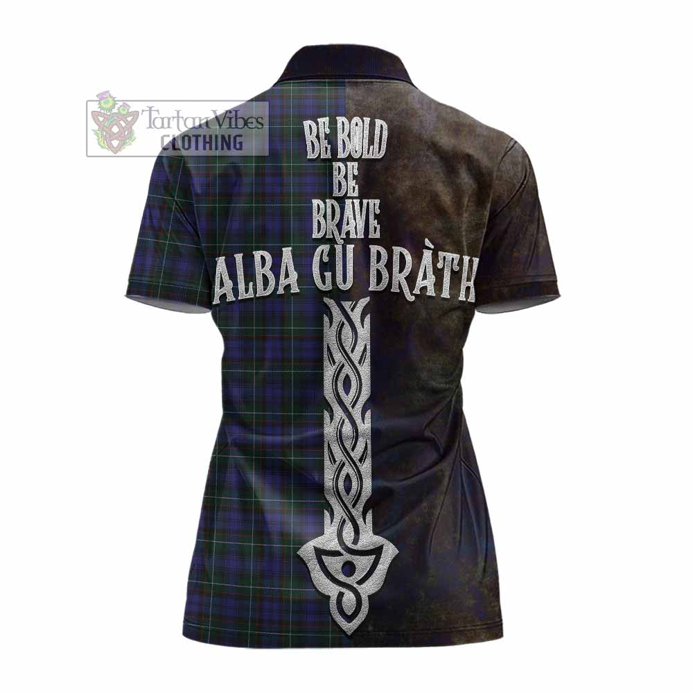 Tartan Vibes Clothing Sempill (Semple) Tartan Family Crest Women's Polo Shirt Alba Gu Brath Be Brave Lion Ancient Style
