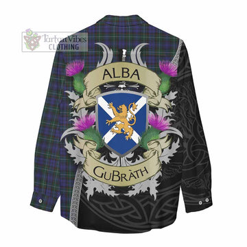 Tartan Vibes Clothing Sempill (Semple) Tartan Family Crest Women's Casual Shirt Lion Rampant Royal Thistle Shield Celtic Inspired