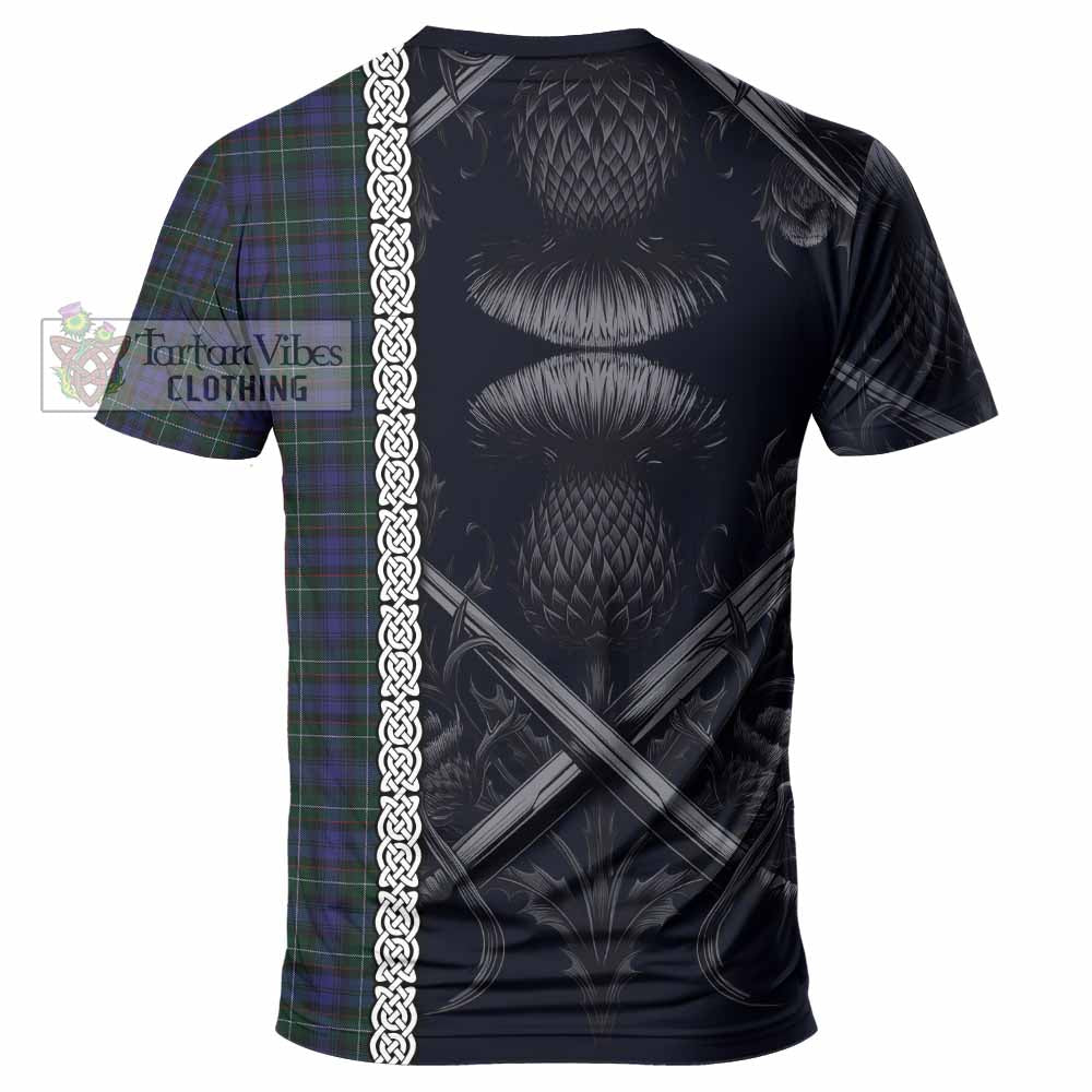 Tartan Vibes Clothing Sempill (Semple) Tartan T-Shirt with Family Crest Cross Sword Thistle Celtic Vibes