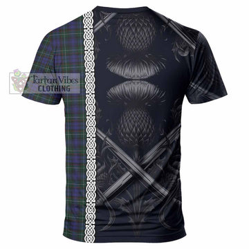 Tartan Vibes Clothing Sempill (Semple) Tartan T-Shirt with Family Crest Cross Sword Thistle Celtic Vibes