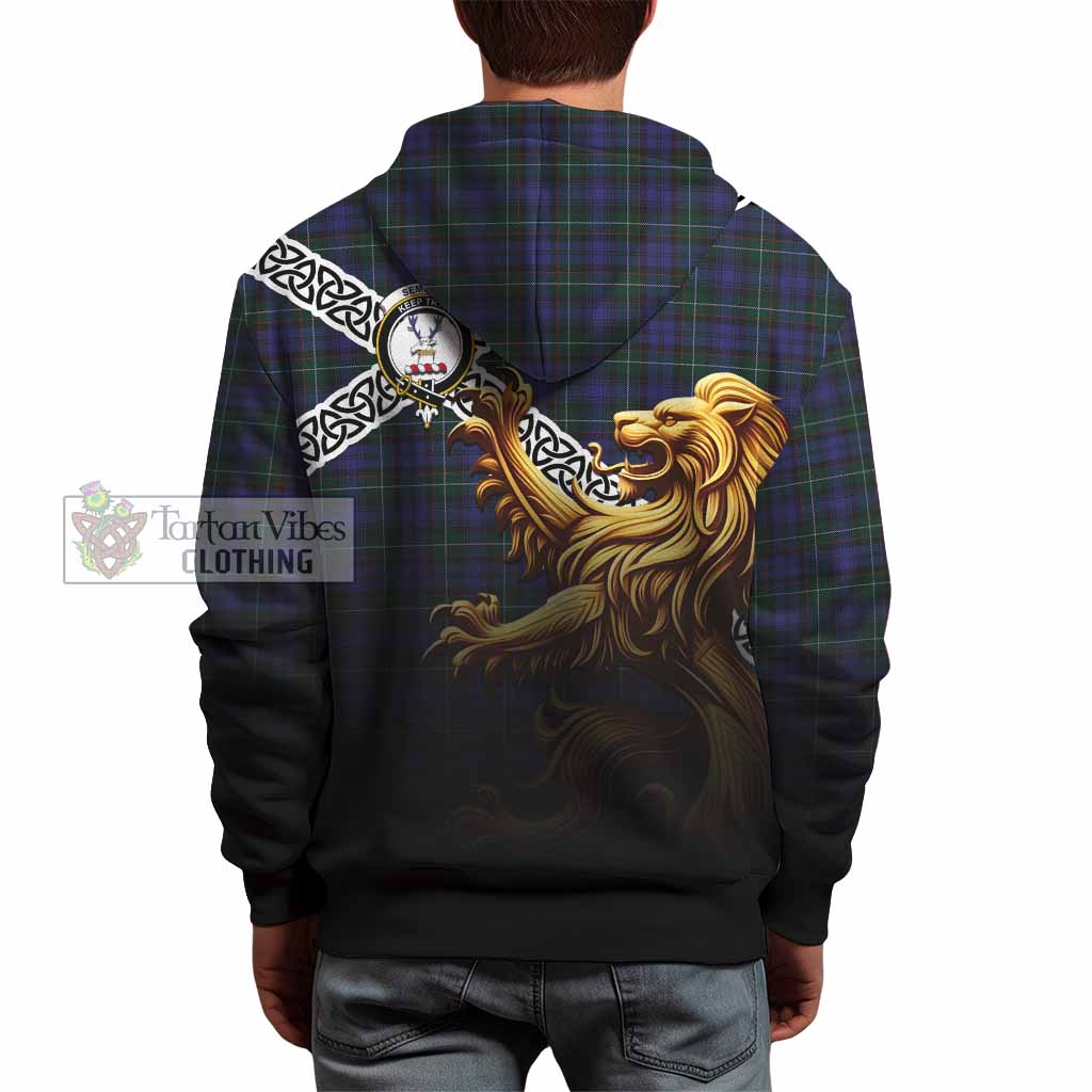 Tartan Vibes Clothing Sempill (Semple) Crest Tartan Hoodie with Golden Lion Emblem Celtic Style