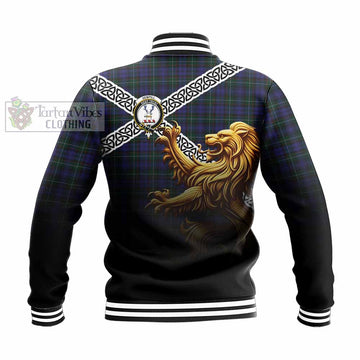 Sempill (Semple) Crest Tartan Baseball Jacket with Golden Lion Emblem Celtic Style