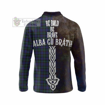Sempill (Semple) Tartan Family Crest Long Sleeve Polo Shirt Alba Gu Brath Be Brave Lion Ancient Style