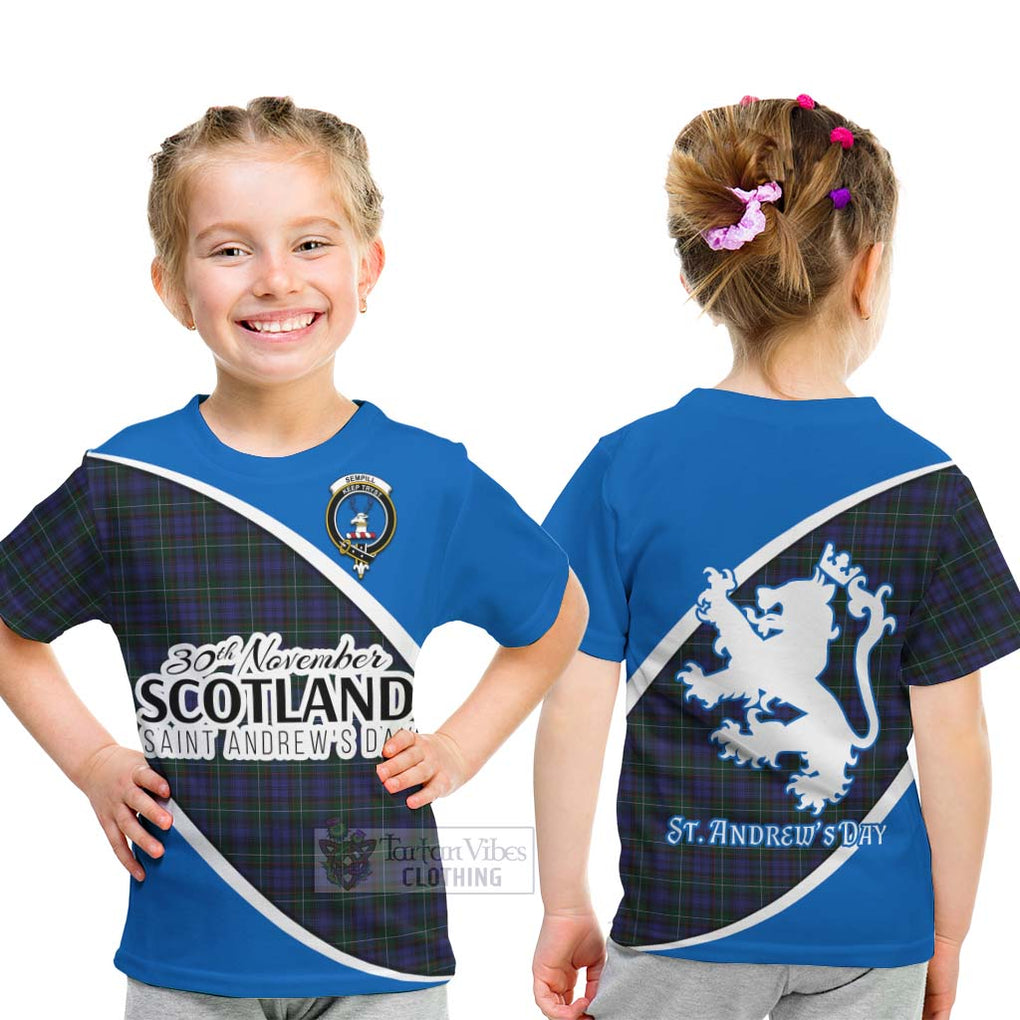 Tartan Vibes Clothing Sempill (Semple) Family Crest Tartan Kid T-Shirt Celebrate Saint Andrew's Day in Style