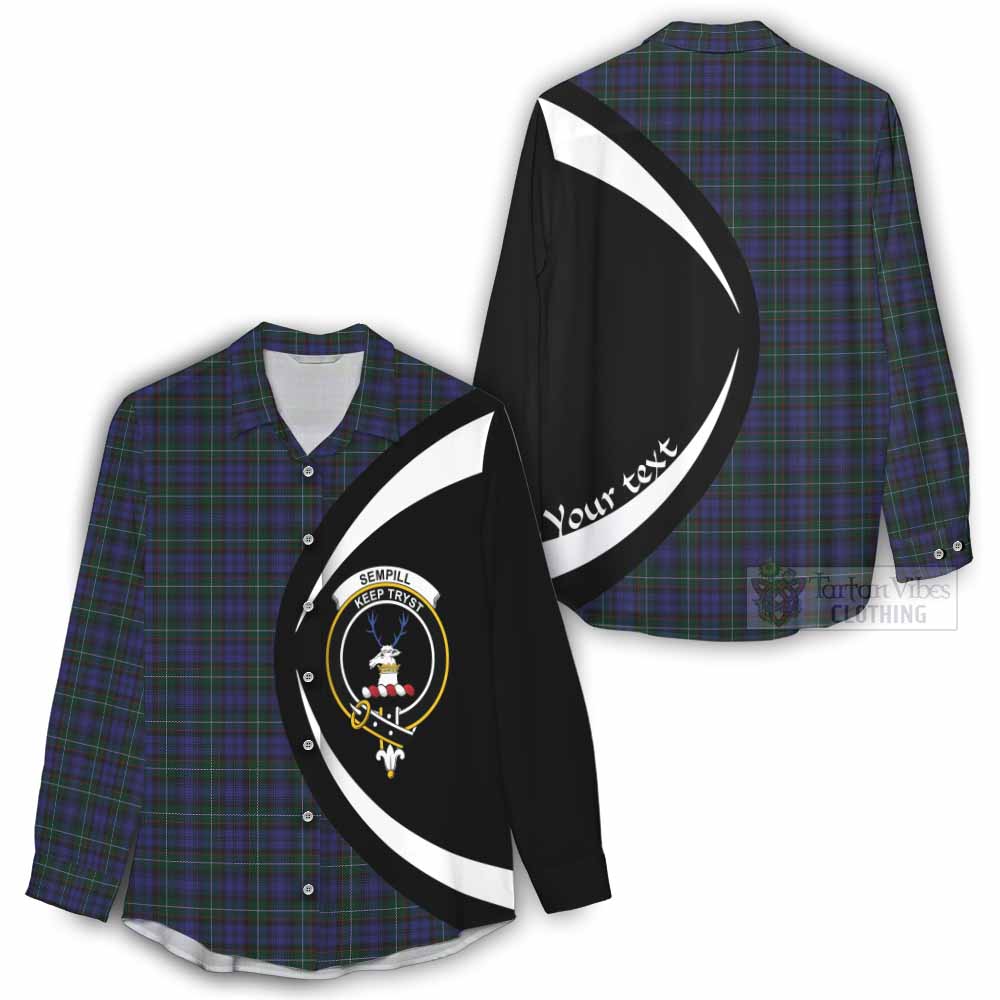 Sempill (Semple) Tartan Women's Casual Shirt with Family Crest Circle Style - Tartan Vibes Clothing