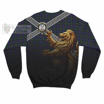 Sempill (Semple) Crest Tartan Sweatshirt with Golden Lion Emblem Celtic Style