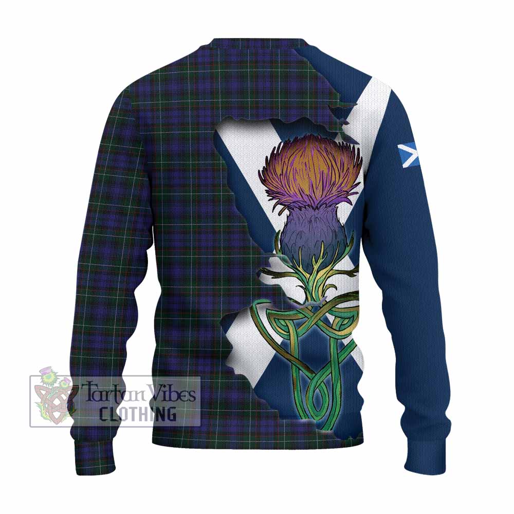 Tartan Vibes Clothing Sempill (Semple) Tartan Family Crest Knitted Sweater Scottish Thistle Celtic Inspired