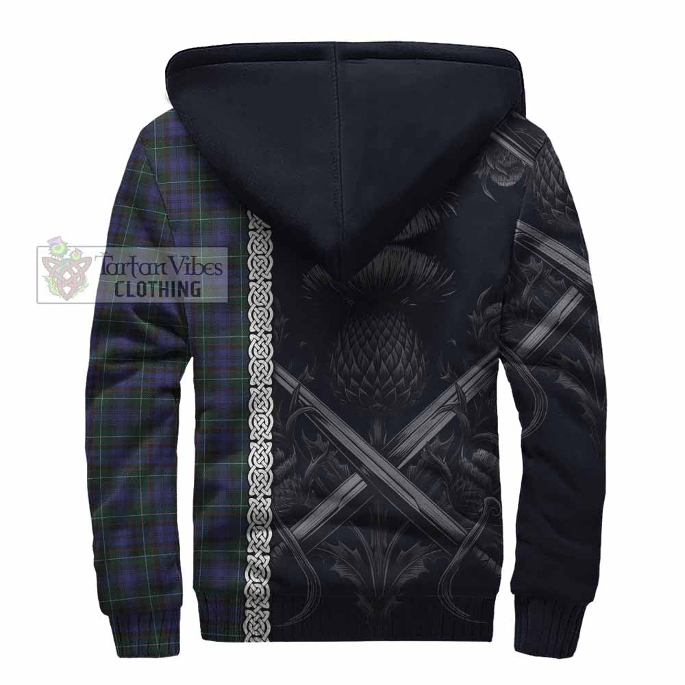 Tartan Vibes Clothing Sempill (Semple) Tartan Sherpa Hoodie with Family Crest Cross Sword Thistle Celtic Vibes