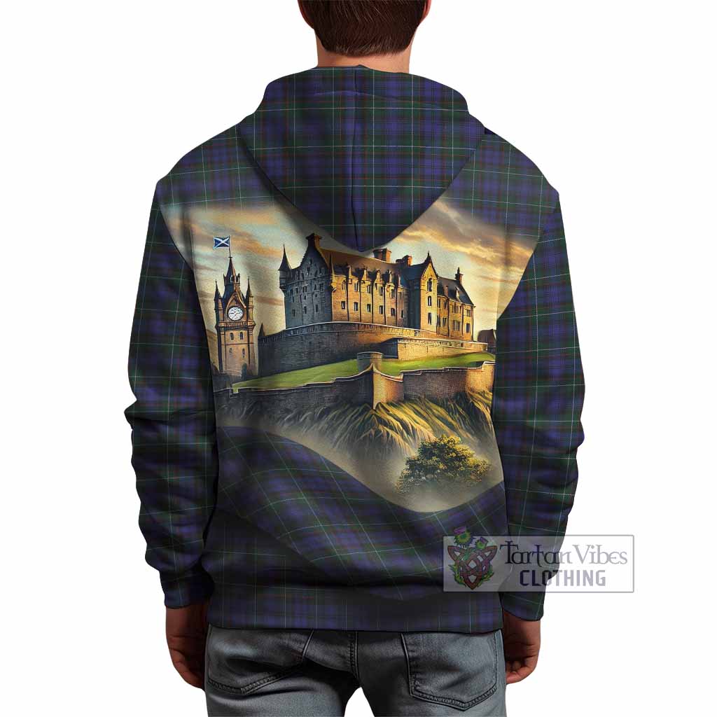 Tartan Vibes Clothing Sempill (Semple) Tartan Family Crest Hoodie with Scottish Ancient Castle Style