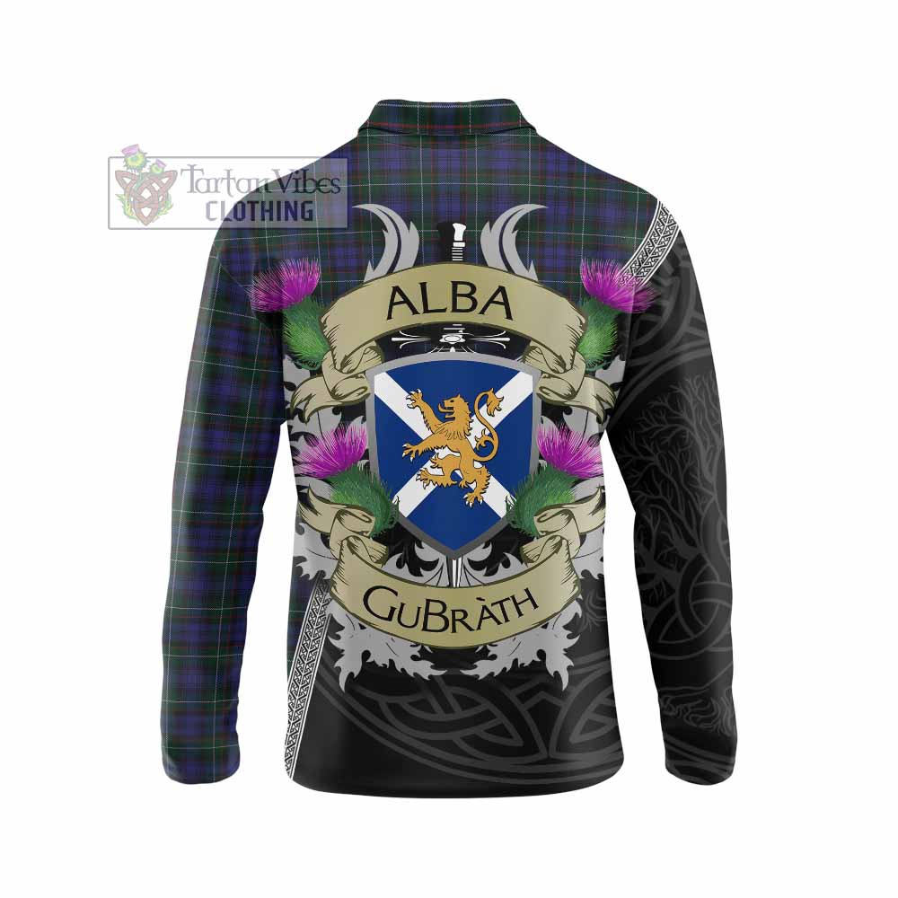 Tartan Vibes Clothing Sempill (Semple) Tartan Family Crest Long Sleeve Polo Shirt Lion Rampant Royal Thistle Shield Celtic Inspired