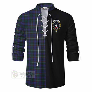 Tartan Vibes Clothing Sempill (Semple) Tartan Ghillie Kilt Shirt with Family Crest and Half Of Me Style