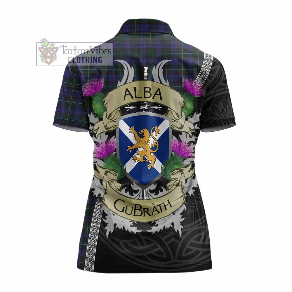 Tartan Vibes Clothing Sempill (Semple) Tartan Family Crest Women's Polo Shirt Lion Rampant Royal Thistle Shield Celtic Inspired