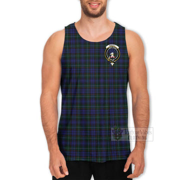 Tartan Vibes Clothing Sempill (Semple) Tartan Men's Tank Top with Family Crest Celtic Skull Style