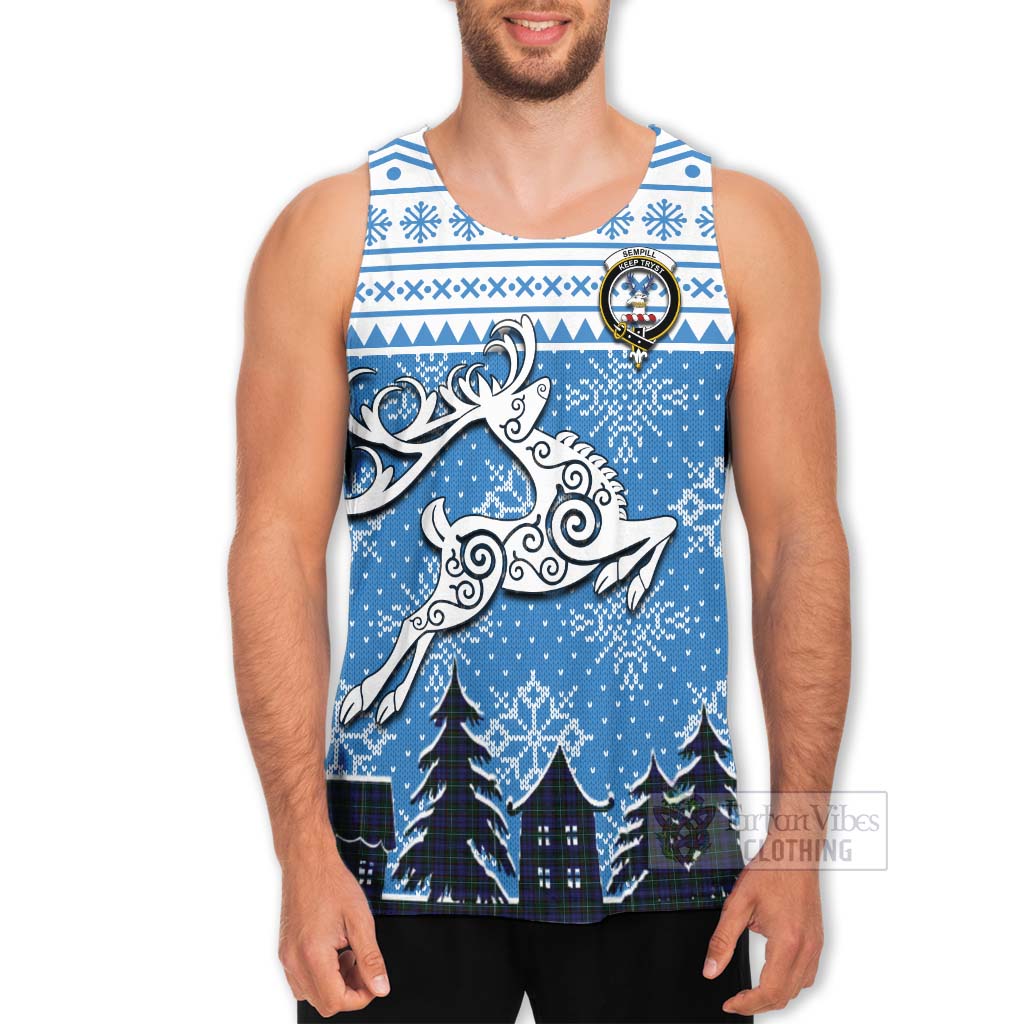 Tartan Vibes Clothing Sempill (Semple) Clan Christmas Men's Tank Top Celtic Reindeer Style