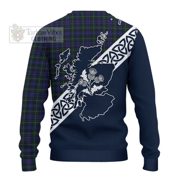 Tartan Vibes Clothing Sempill (Semple) Tartan Knitted Sweater Featuring Thistle and Scotland Map