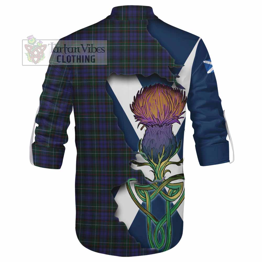 Tartan Vibes Clothing Sempill (Semple) Tartan Family Crest Ghillie Kilt Shirt Scottish Thistle Celtic Inspired
