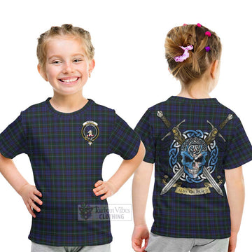 Tartan Vibes Clothing Sempill (Semple) Tartan Kid T-Shirt with Family Crest Celtic Skull Style