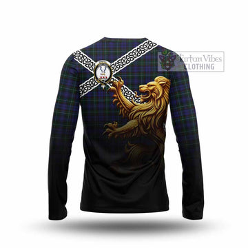 Sempill (Semple) Crest Tartan Long Sleeve T-Shirt with Golden Lion Emblem Celtic Style