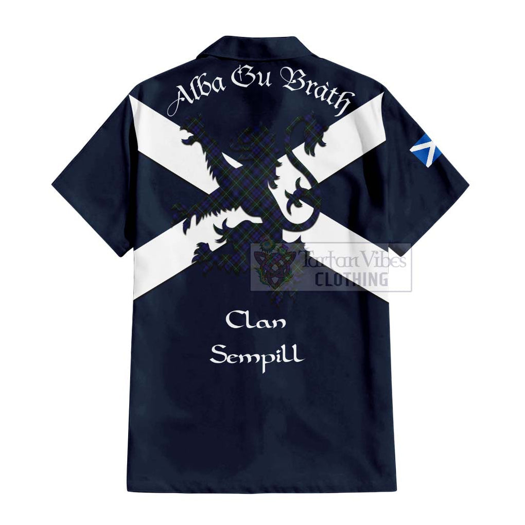 Tartan Vibes Clothing Sempill (Semple) Tartan Lion Rampant Short Sleeve Button Shirt – Proudly Display Your Heritage with Alba Gu Brath and Clan Name