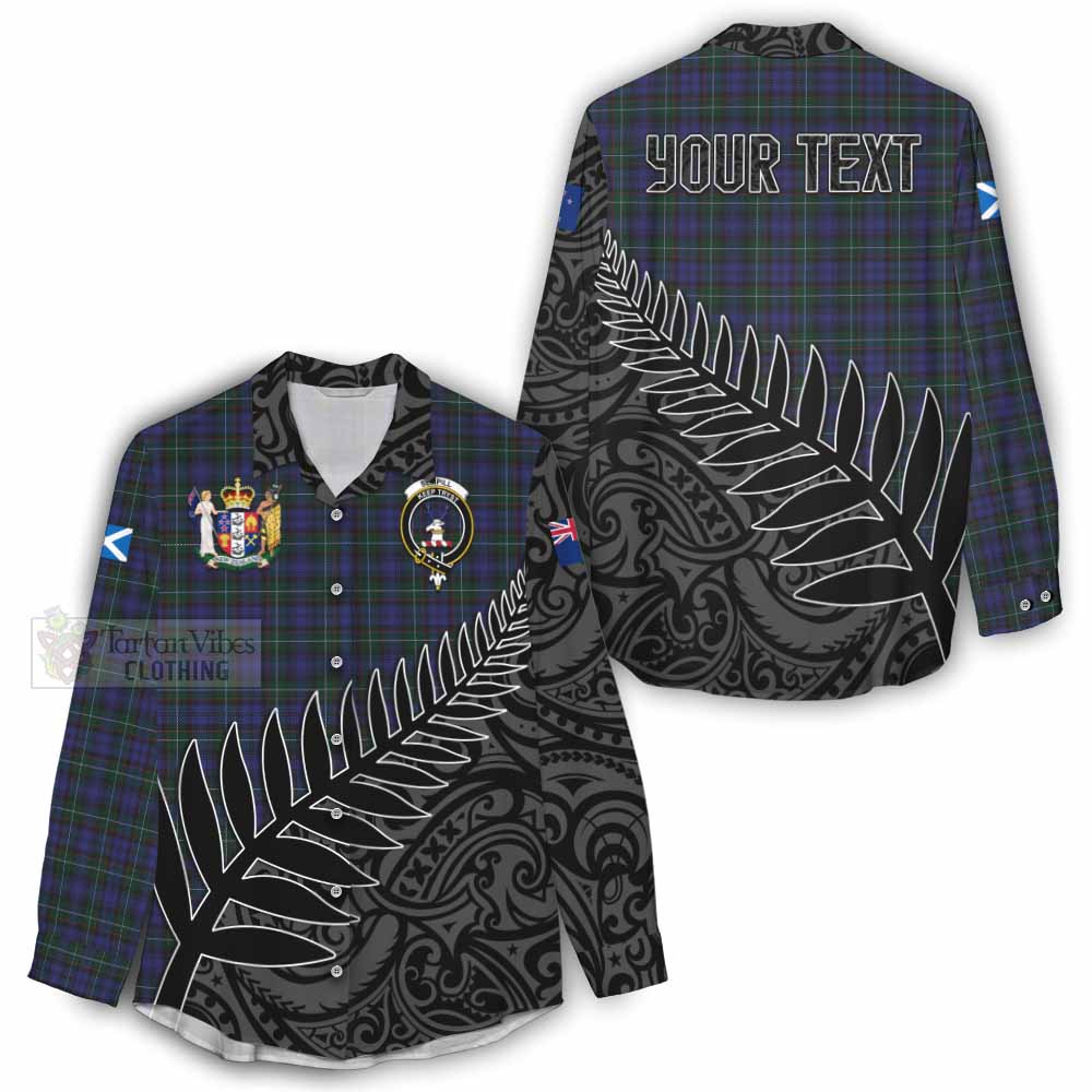 Tartan Vibes Clothing Sempill (Semple) Crest Tartan Women's Casual Shirt with New Zealand Silver Fern Half Style