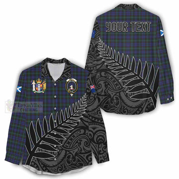 Tartan Vibes Clothing Sempill (Semple) Crest Tartan Women's Casual Shirt with New Zealand Silver Fern Half Style
