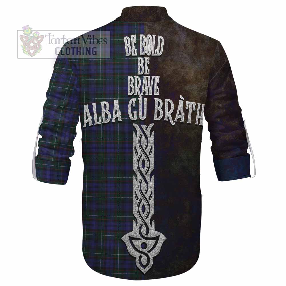 Tartan Vibes Clothing Sempill (Semple) Tartan Family Crest Ghillie Kilt Shirt Alba Gu Brath Be Brave Lion Ancient Style