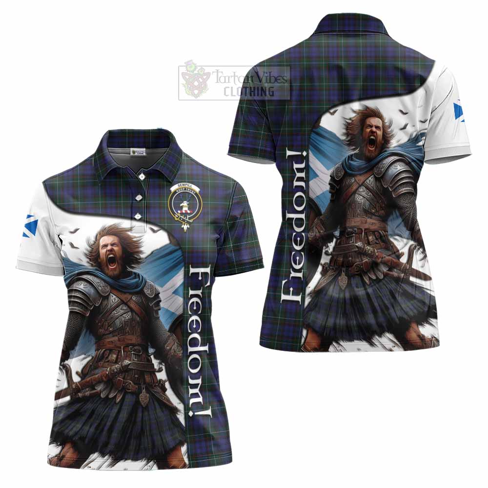 Tartan Vibes Clothing Sempill (Semple) Crest Tartan Women's Polo Shirt Inspired by the Freedom of Scottish Warrior