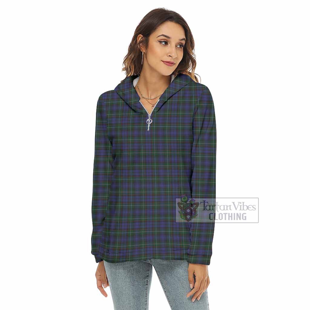 Tartan Vibes Clothing Sempill (Semple) Tartan Women's Borg  Half Zip Fleece Hoodie