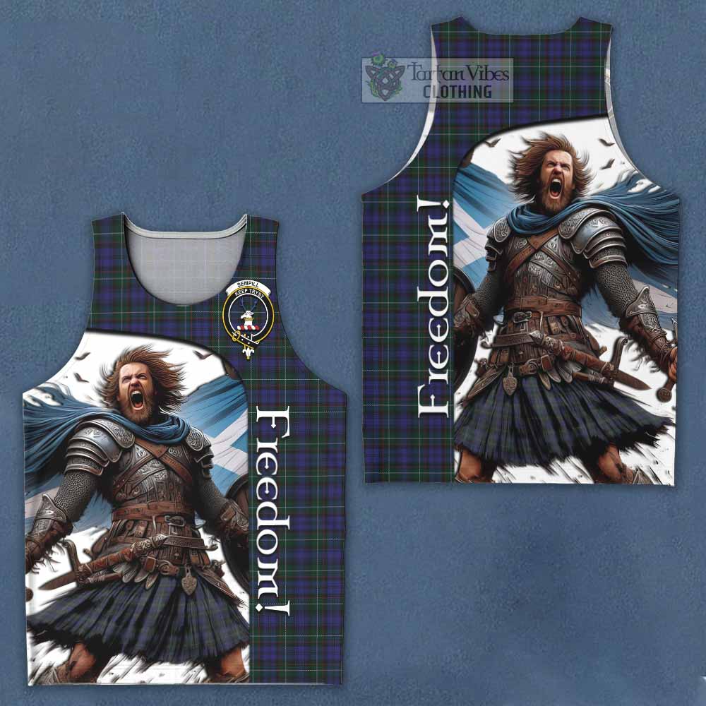 Tartan Vibes Clothing Sempill (Semple) Crest Tartan Men's Tank Top Inspired by the Freedom of Scottish Warrior