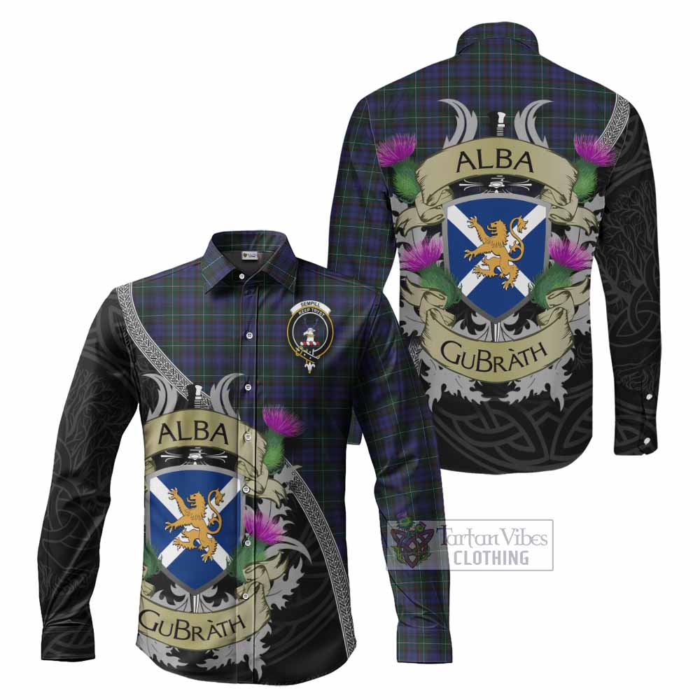 Tartan Vibes Clothing Sempill (Semple) Tartan Family Crest Long Sleeve Button Shirt Lion Rampant Royal Thistle Shield Celtic Inspired
