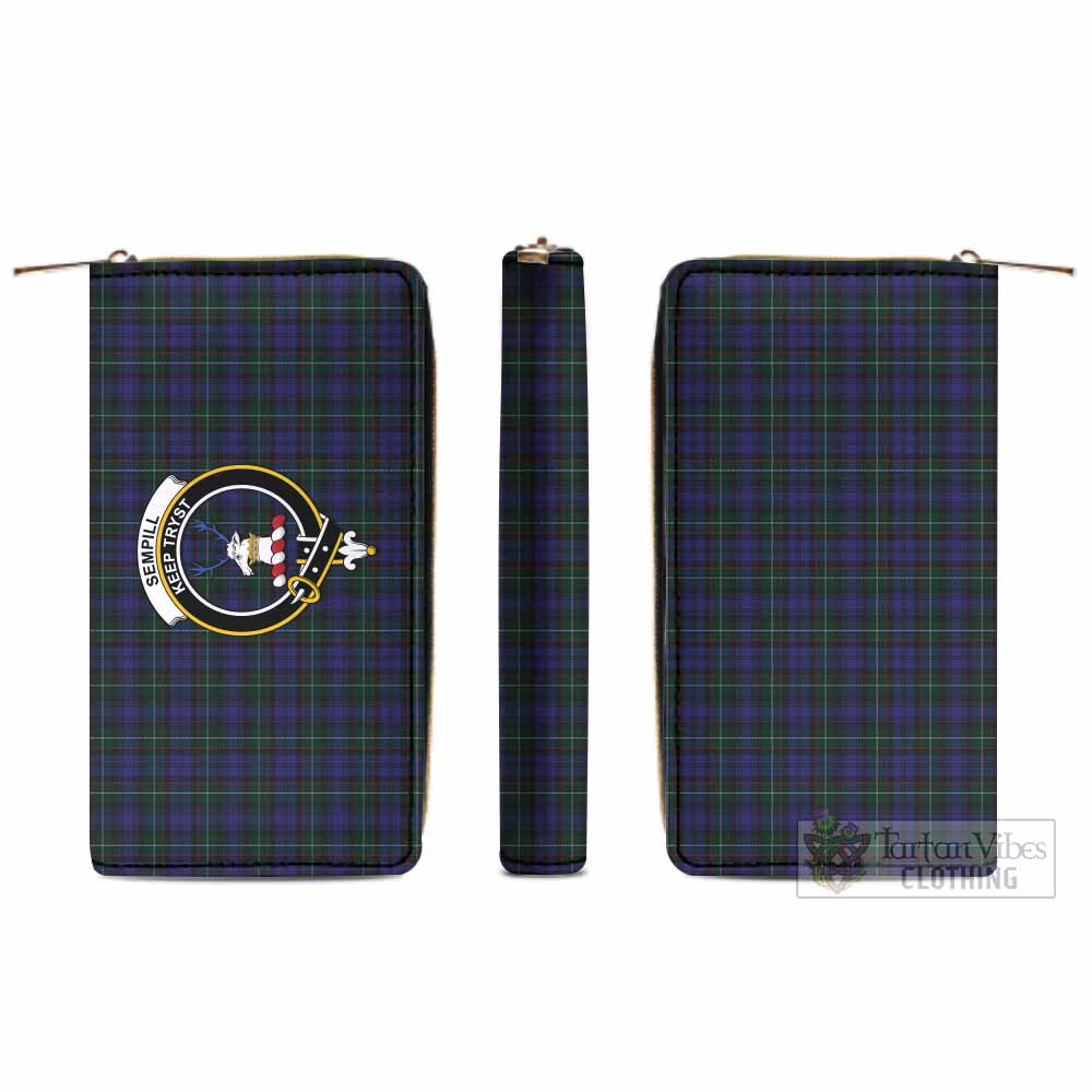 Tartan Vibes Clothing Sempill (Semple) Tartan Women's Leather Wallet with Family Crest
