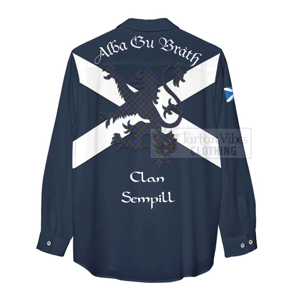 Tartan Vibes Clothing Sempill (Semple) Tartan Lion Rampant Women's Casual Shirt Proudly Display Your Heritage with Alba Gu Brath and Clan Name