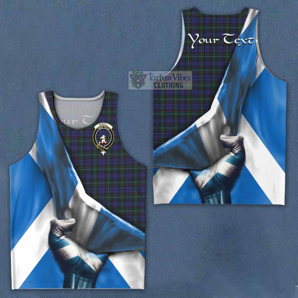 Tartan Vibes Clothing Sempill (Semple) Tartan Men's Tank Top with Family Crest Scotland Patriotic Style