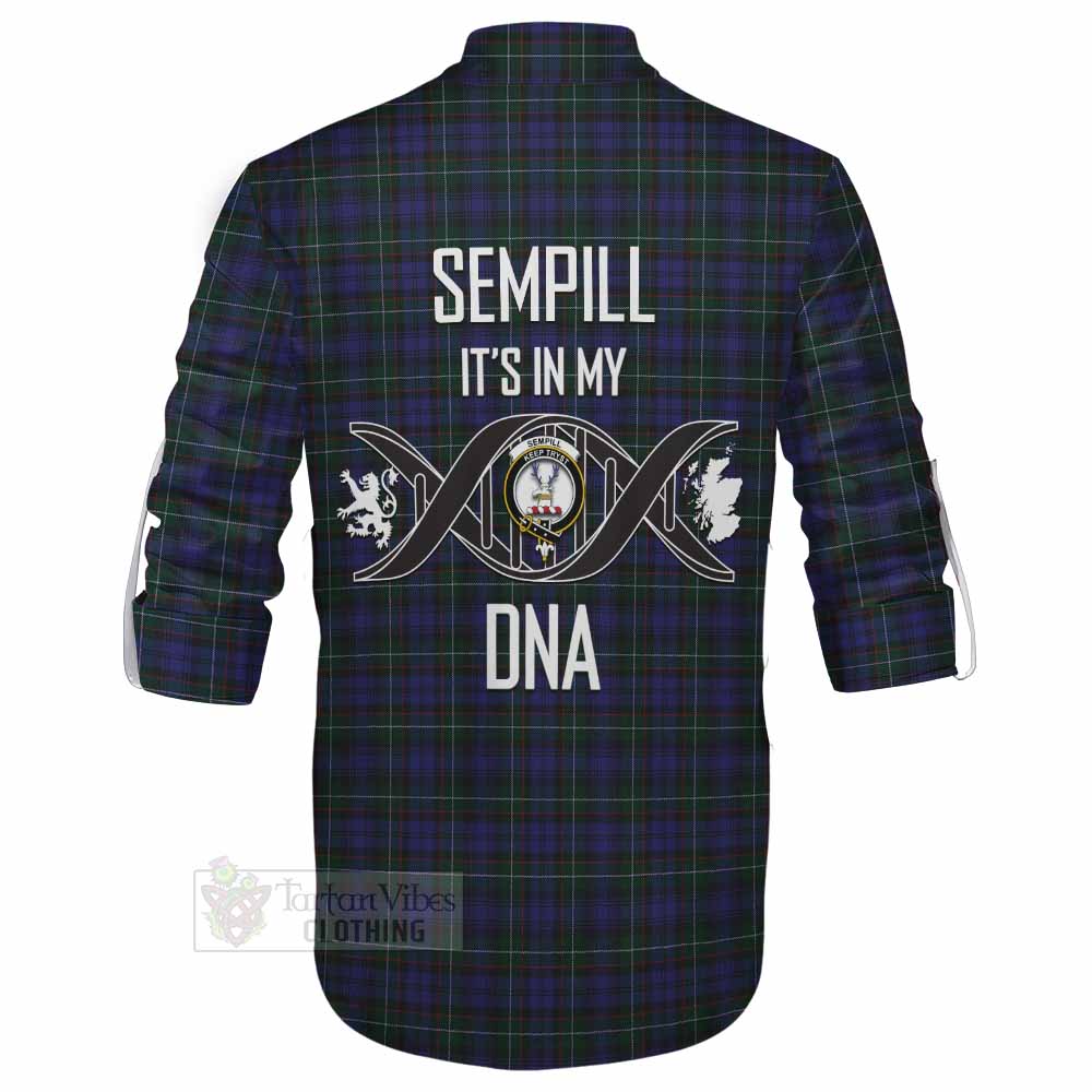 Tartan Vibes Clothing Sempill (Semple) Tartan Ghillie Kilt Shirt with Family Crest DNA In Me Style
