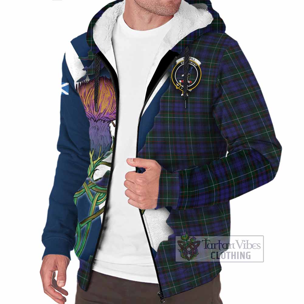 Tartan Vibes Clothing Sempill (Semple) Tartan Family Crest Sherpa Hoodie Scottish Thistle Celtic Inspired