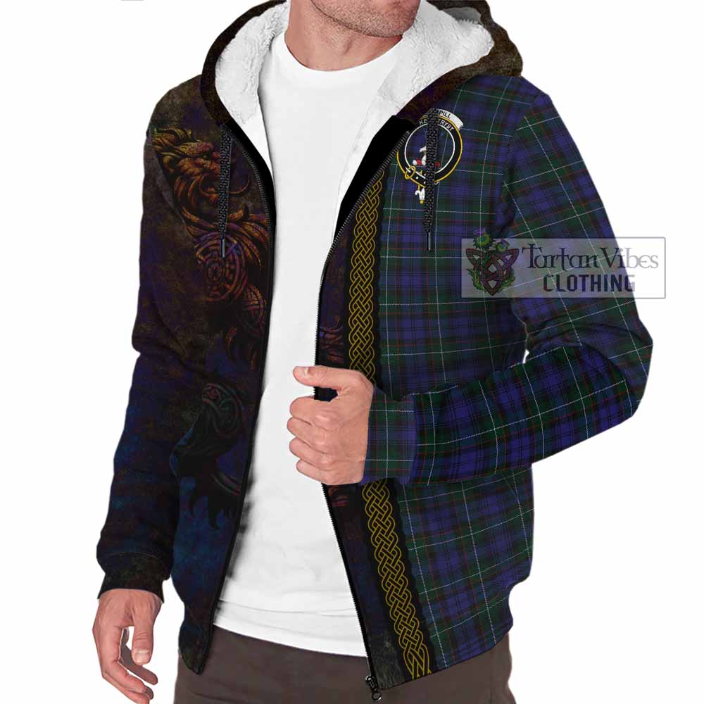 Tartan Vibes Clothing Sempill (Semple) Tartan Family Crest Sherpa Hoodie Alba Gu Brath Be Brave Lion Ancient Style