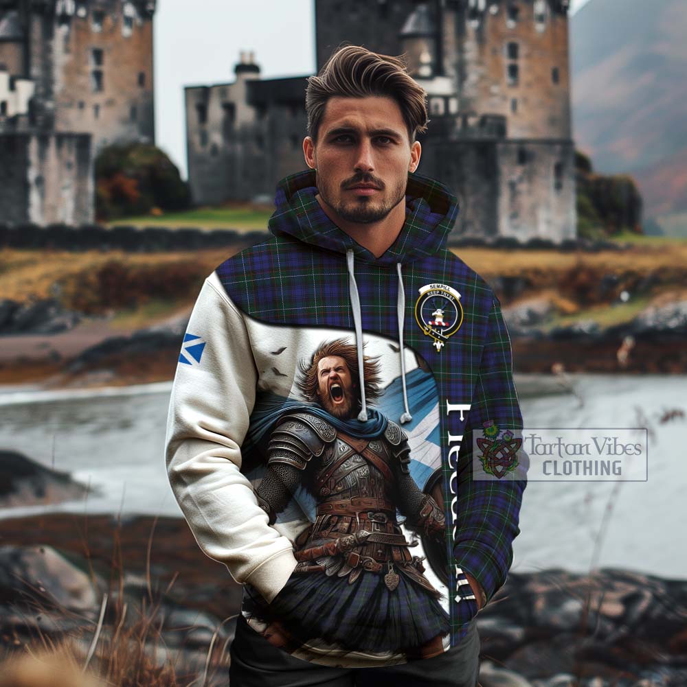 Tartan Vibes Clothing Sempill (Semple) Crest Tartan Cotton Hoodie Inspired by the Freedom of Scottish Warrior
