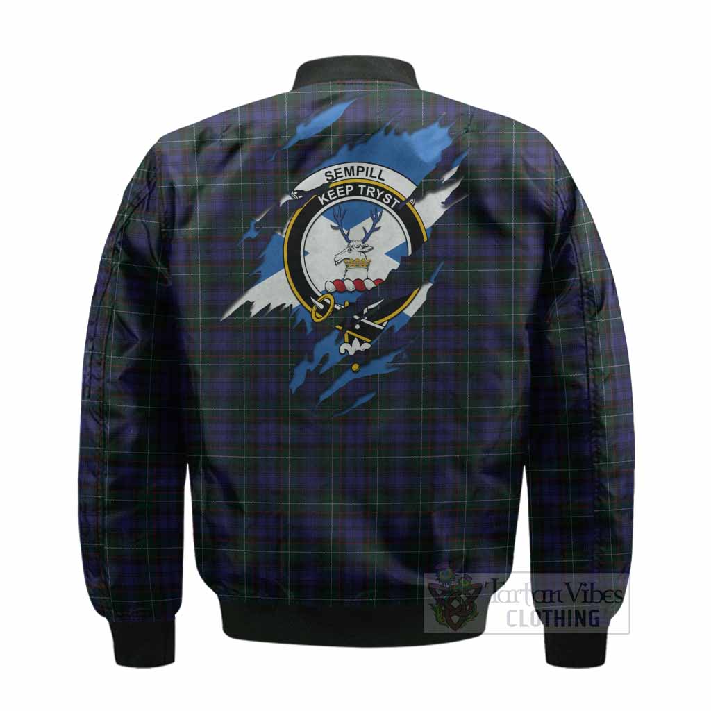 Sempill (Semple) Clan Crest In Me Tartan Bomber Jacket Scotland Flag Style