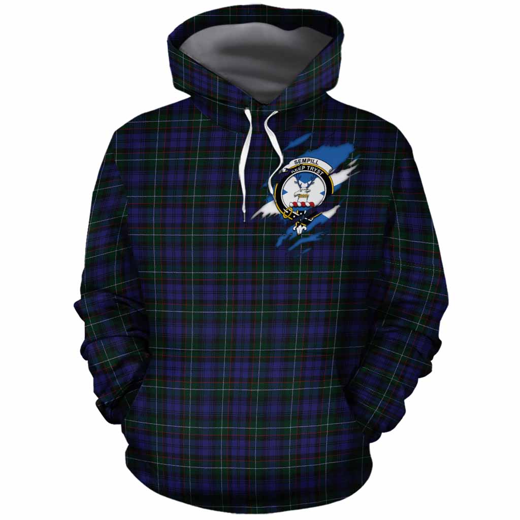 Sempill (Semple) Clan Crest In Me Tartan Cotton Hoodie Scotland Flag Style