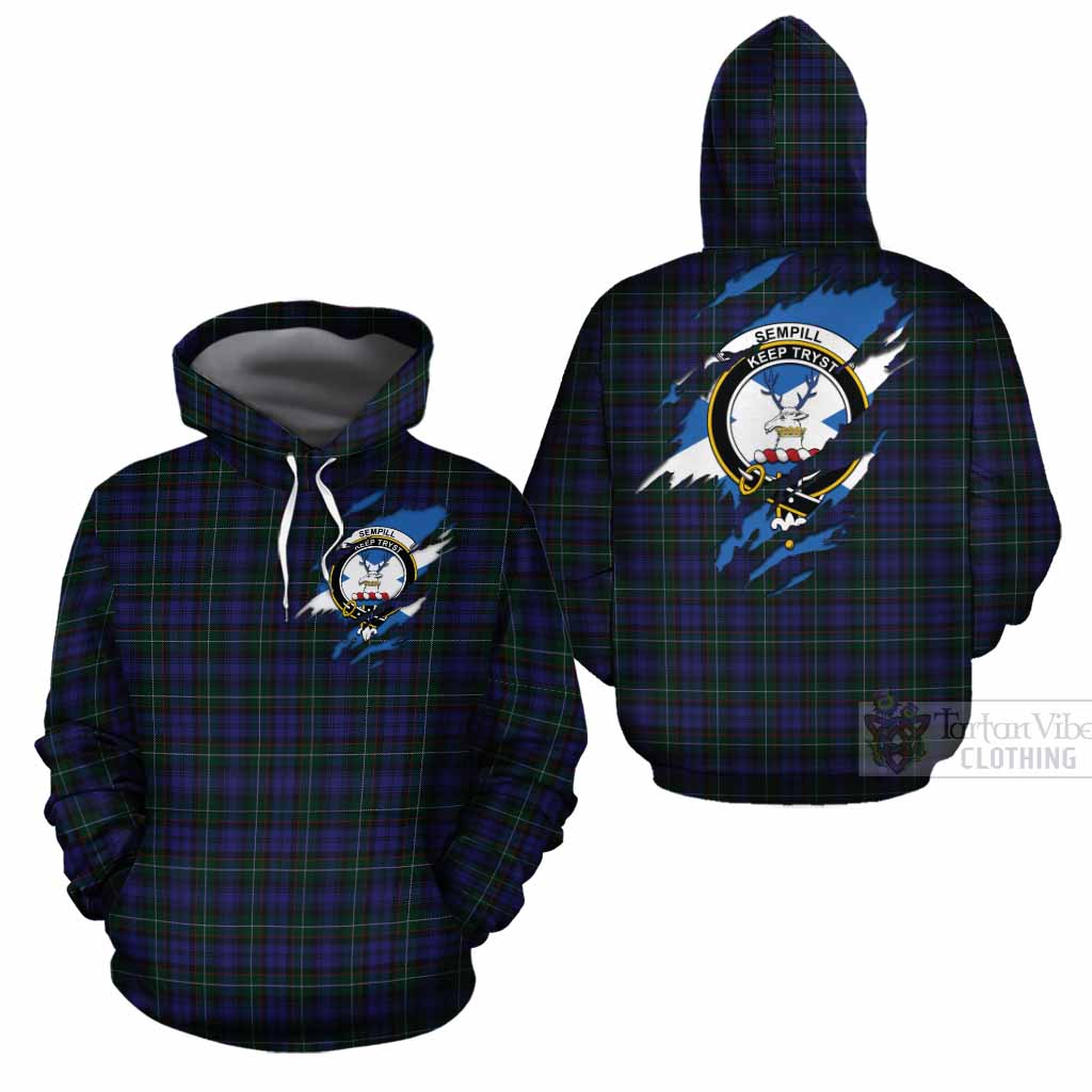 Sempill (Semple) Clan Crest In Me Tartan Cotton Hoodie Scotland Flag Style