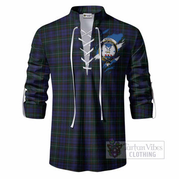 Sempill (Semple) Clan Crest In Me Tartan Ghillie Shirt Scotland Flag Style