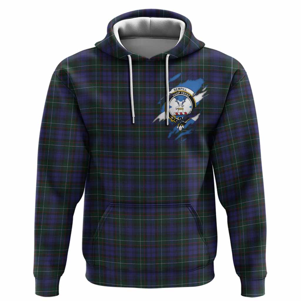 Sempill (Semple) Clan Crest In Me Tartan Hoodie Scotland Flag Style