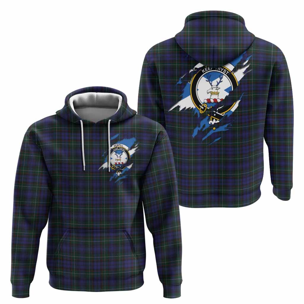 Sempill (Semple) Clan Crest In Me Tartan Hoodie Scotland Flag Style