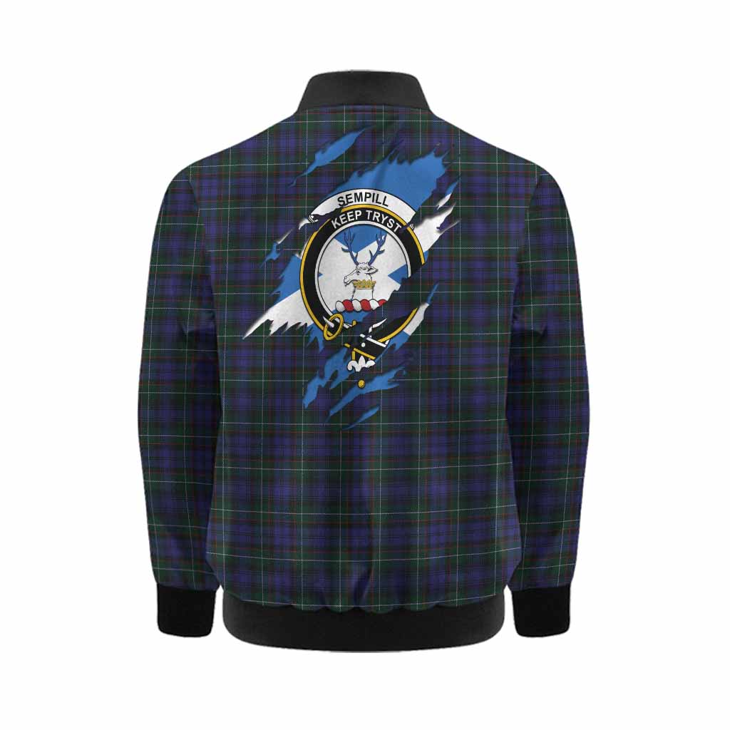 Sempill (Semple) Clan Crest In Me Tartan Kid Bomber Jacket Scotland Flag Style